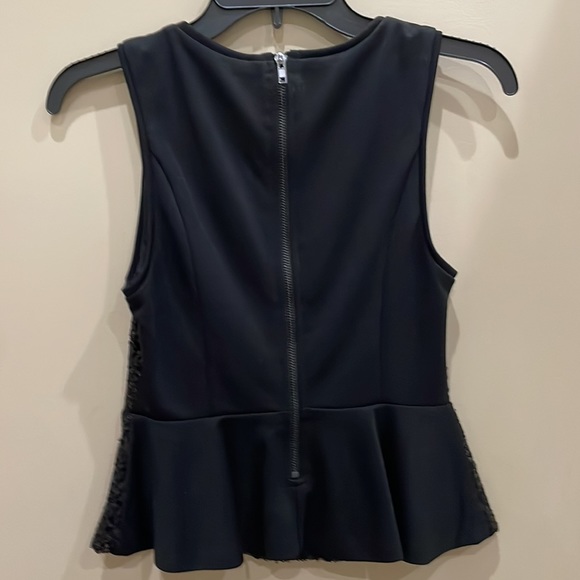 Black Sequined Peplum Top | Size: Small - Picture 4 of 5
